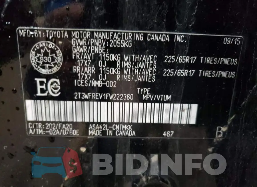 2T3WFREV1FW222360 Photo# 14