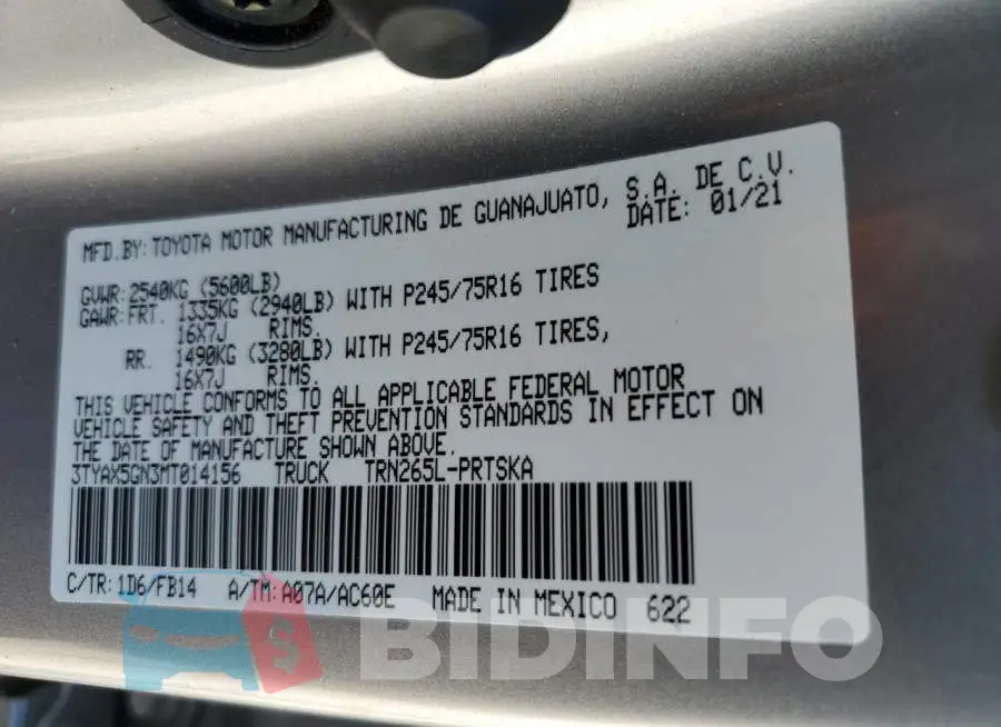 3TYAX5GN3MT014156 Photo# 10
