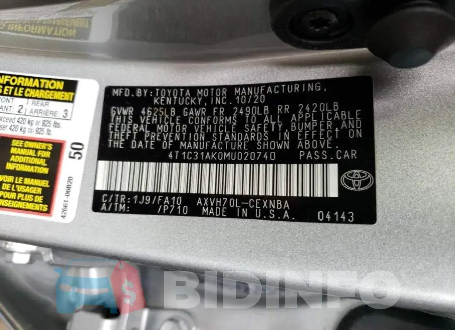 4T1C31AK0MU020740 Photo# 12