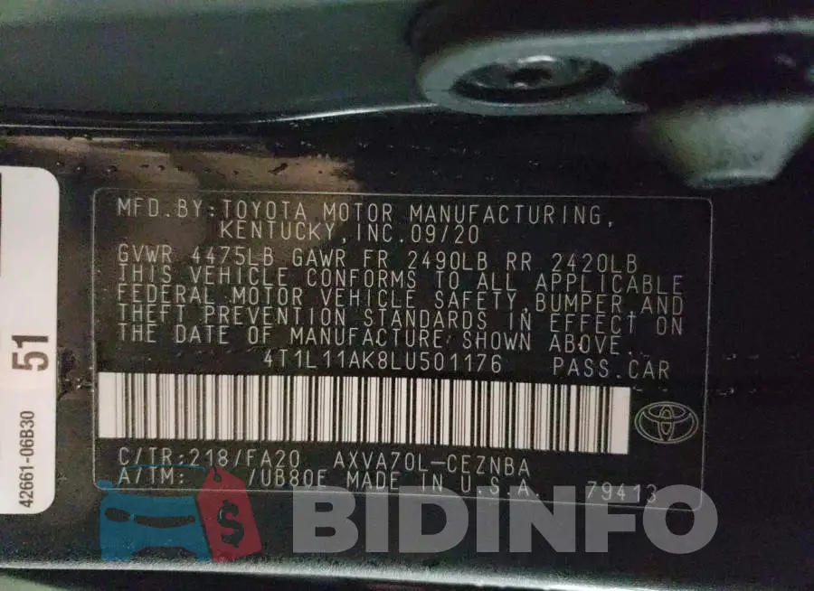 4T1L11AK8LU501176 Photo# 12