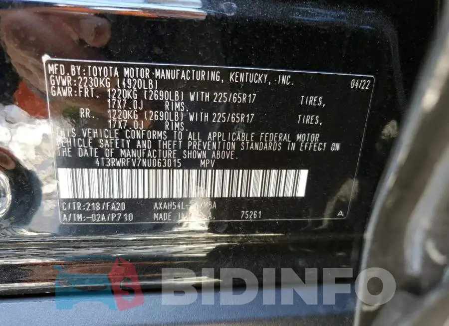 4T3RWRFV7NU063015 Photo# 10
