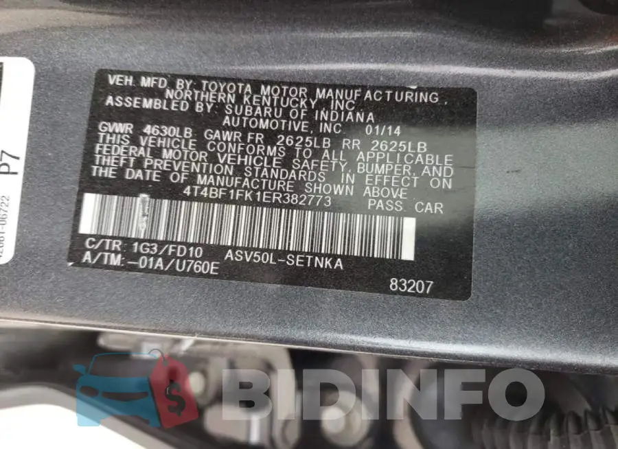 4T4BF1FK1ER382773 Photo# 12