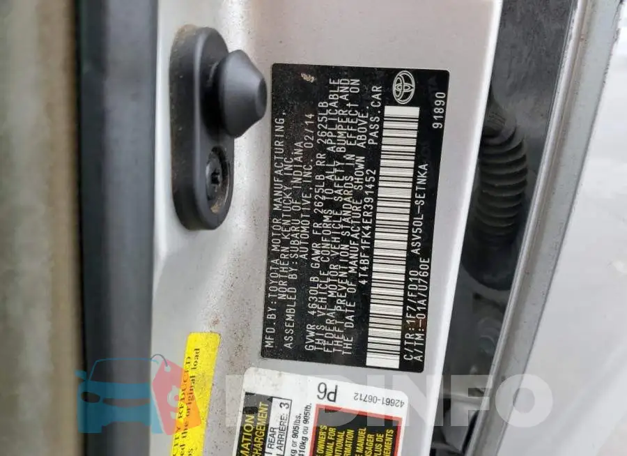 4T4BF1FK4ER391452 Photo# 12