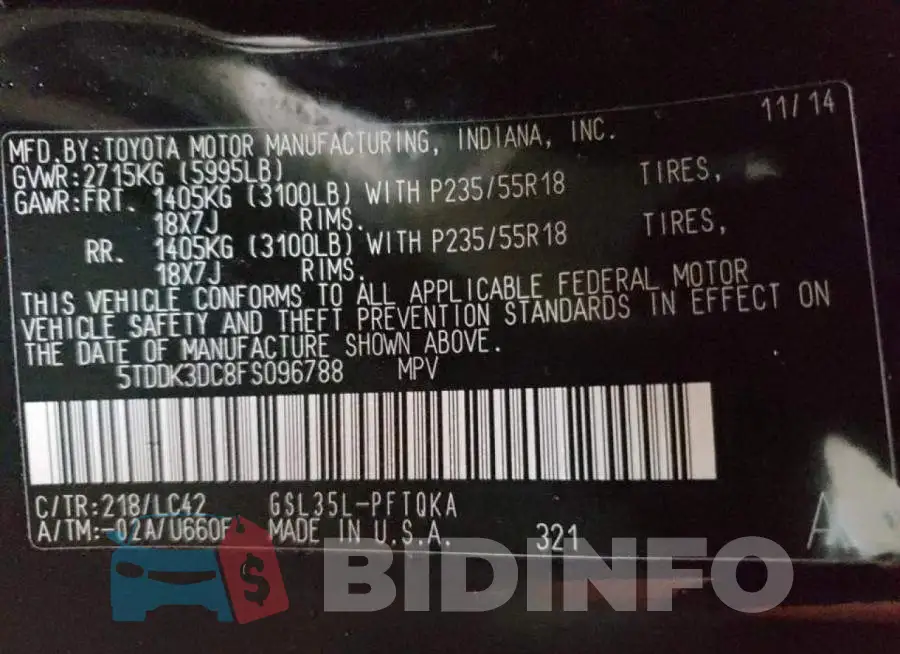 5TDDK3DC8FS096788 Photo# 14