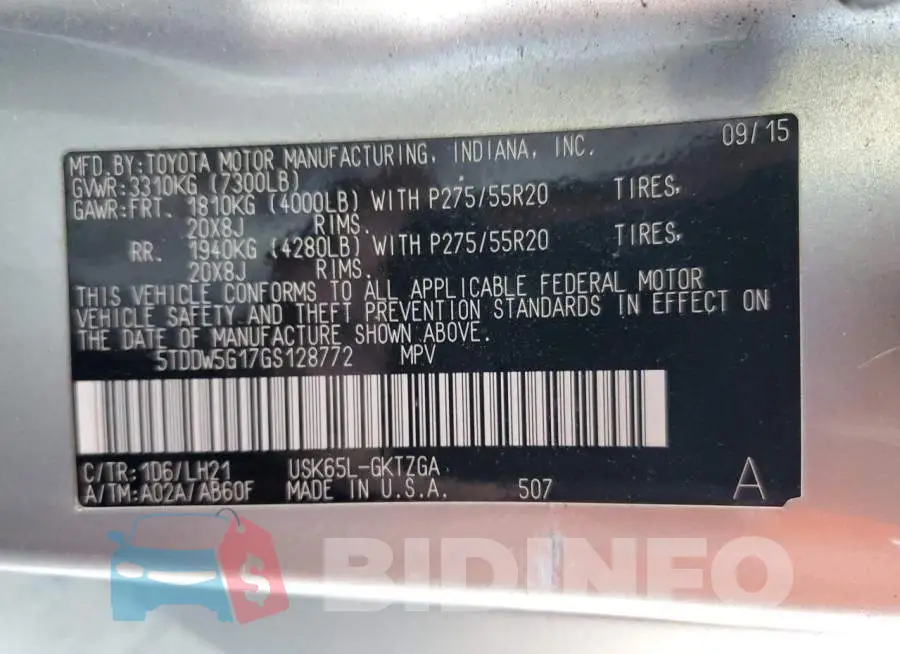 5TDDW5G17GS128772 Photo# 10