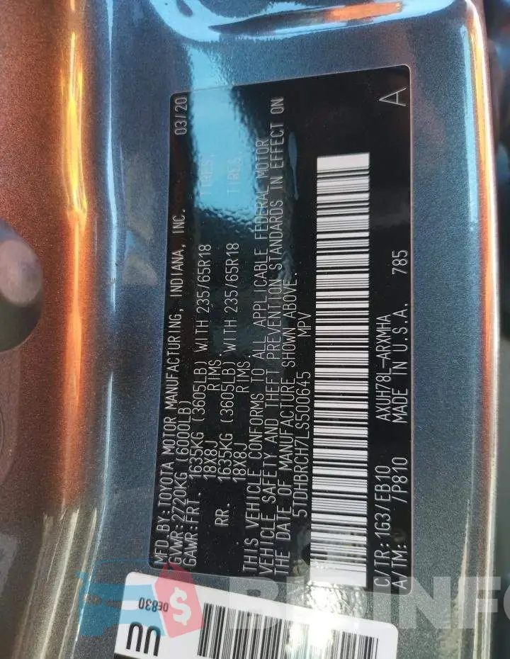 5TDHBRCH7LS500645 Photo# 12