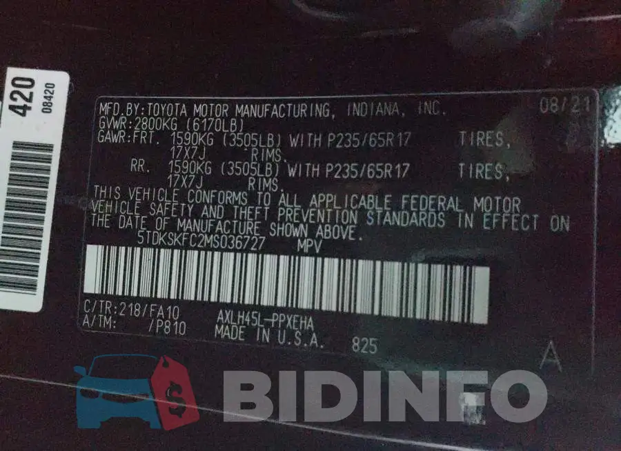 5TDKSKFC2MS036727 Photo# 13