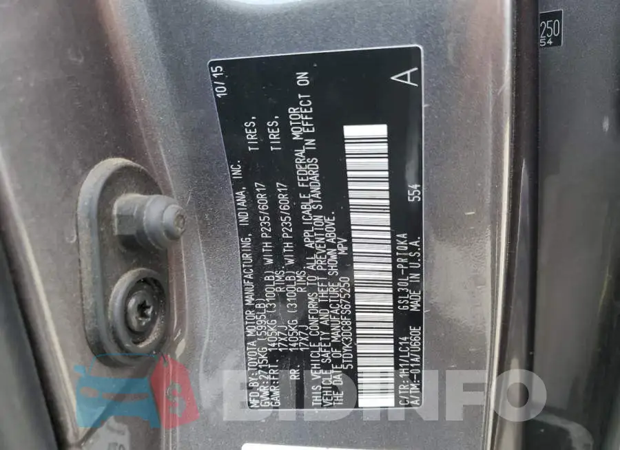 5TDYK3DC8FS675250 Photo# 13