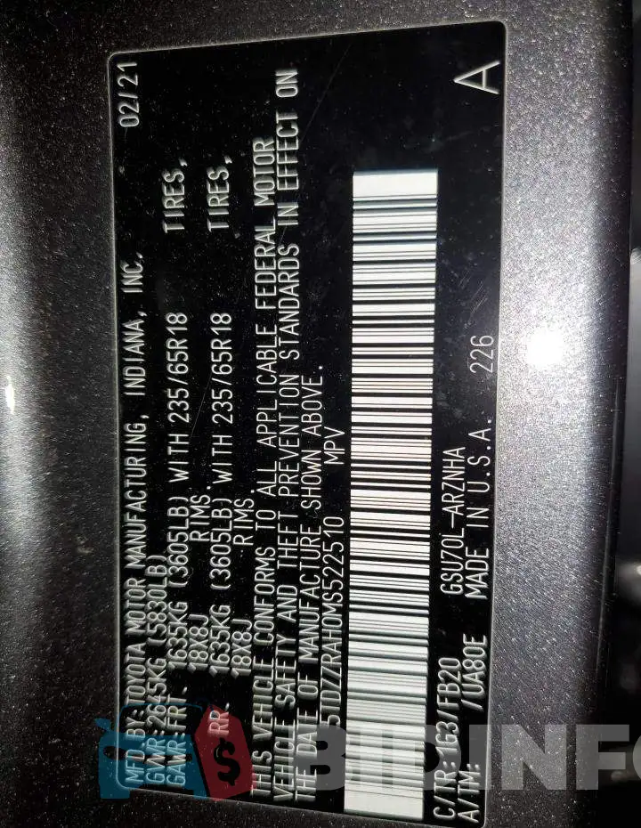 5TDZZRAH0MS522510 Photo# 14