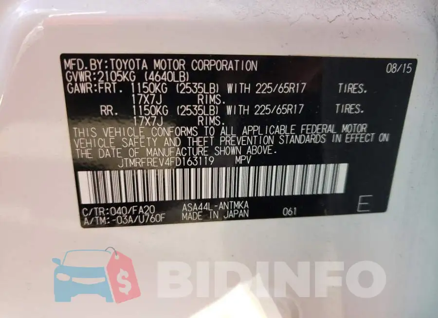 JTMRFREV4FD163119 Photo# 10