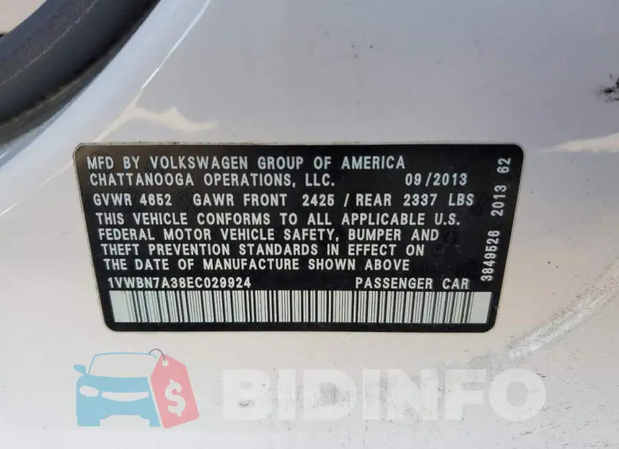 1VWBN7A38EC029924 Photo# 12