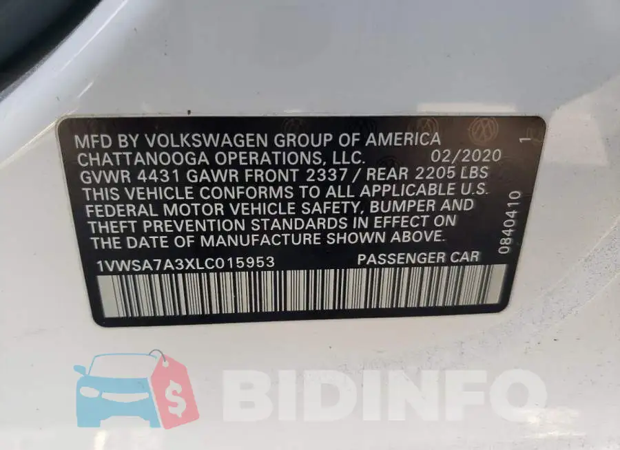 1VWSA7A3XLC015953 Photo# 12