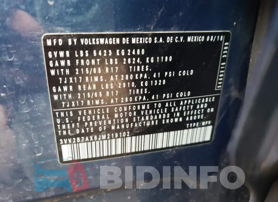 3VV2B7AX6JM219102 Photo# 10