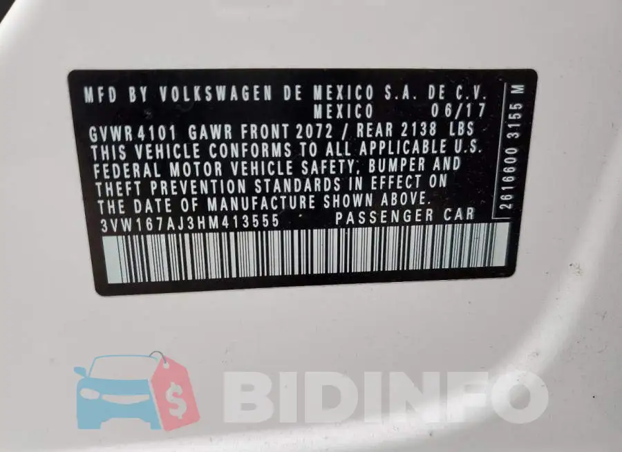 3VW167AJ3HM413555 Photo# 10