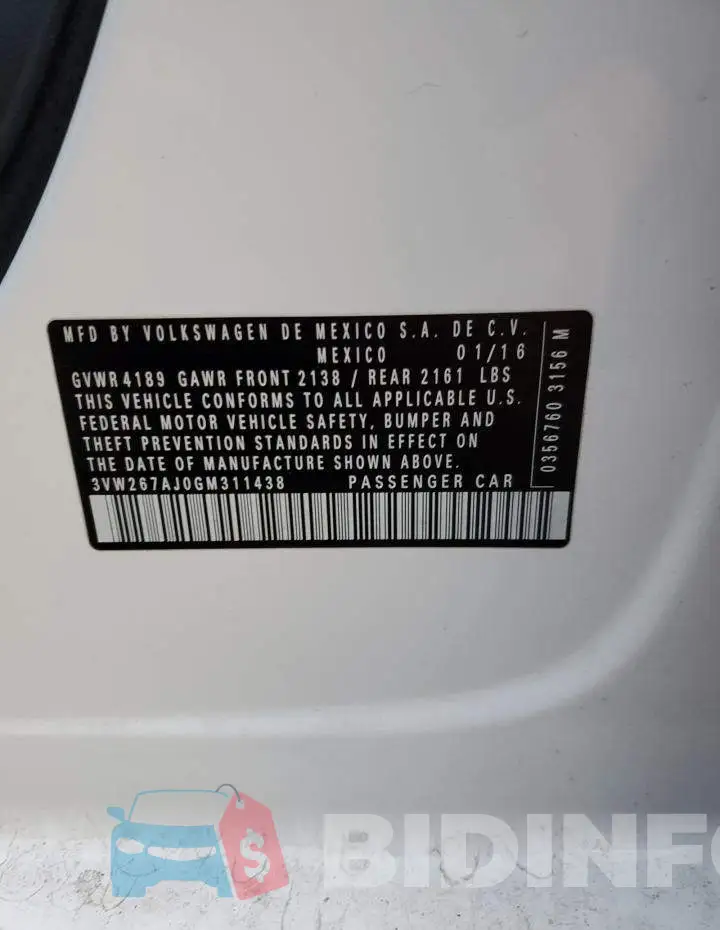 3VW267AJ0GM311438 Photo# 12