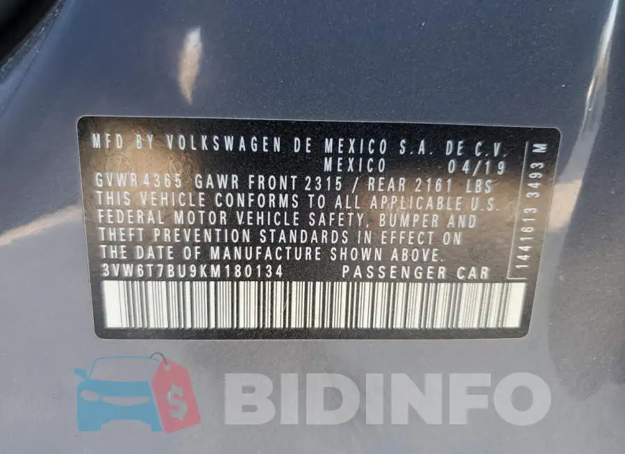 3VW6T7BU9KM180134 Photo# 10