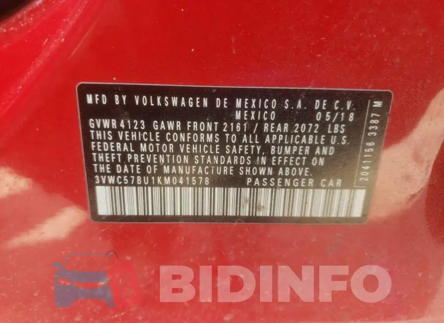 3VWC57BU1KM041578 Photo# 10