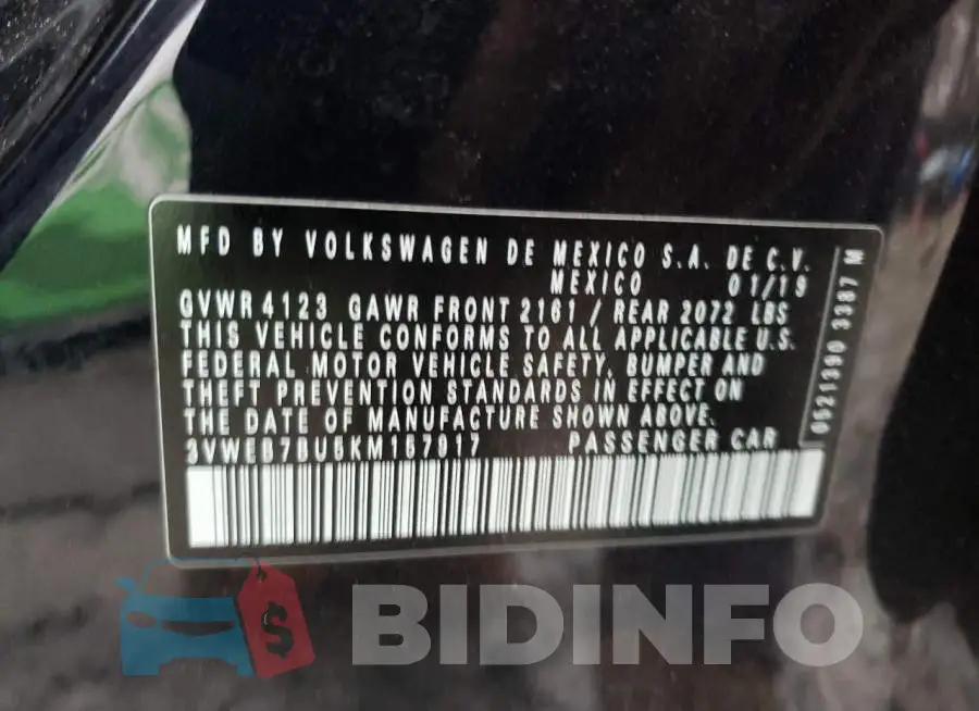 3VWEB7BU5KM157917 Photo# 12