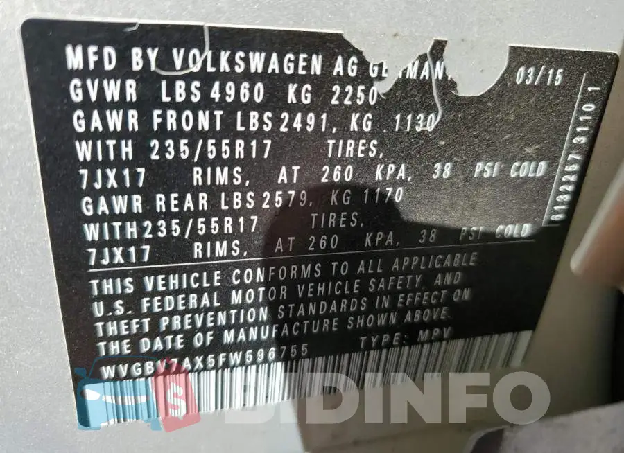 WVGBV7AX5FW596755 Photo# 10