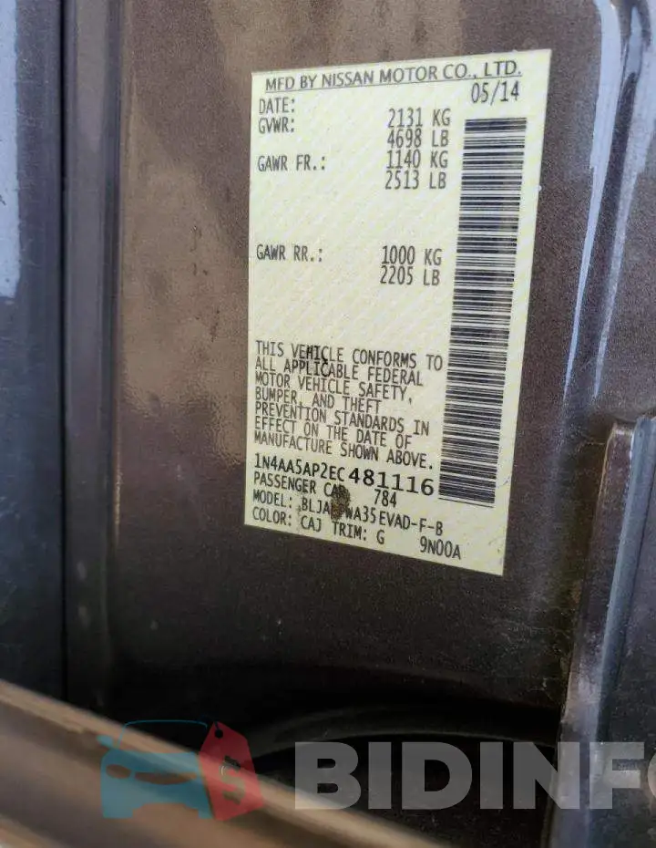 1N4AA5AP2EC481116 Photo# 12