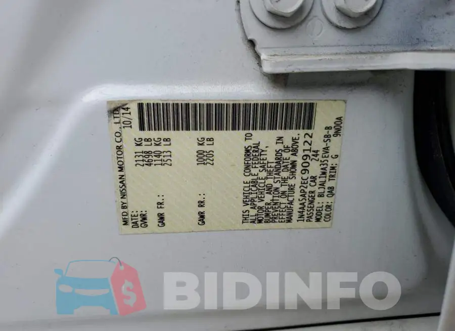 1N4AA5AP2EC909122 Photo# 12