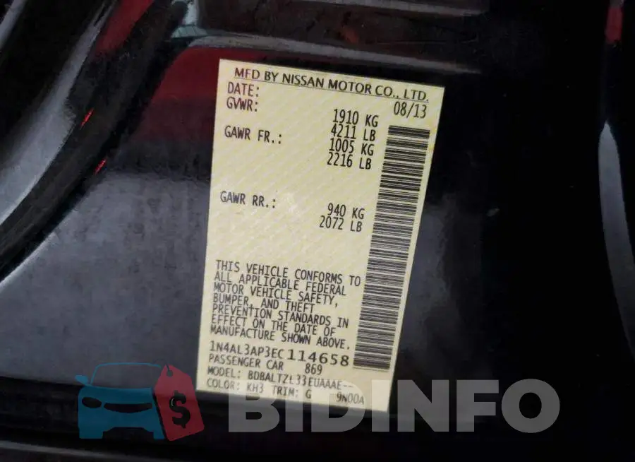 1N4AL3AP3EC114658 Photo# 12