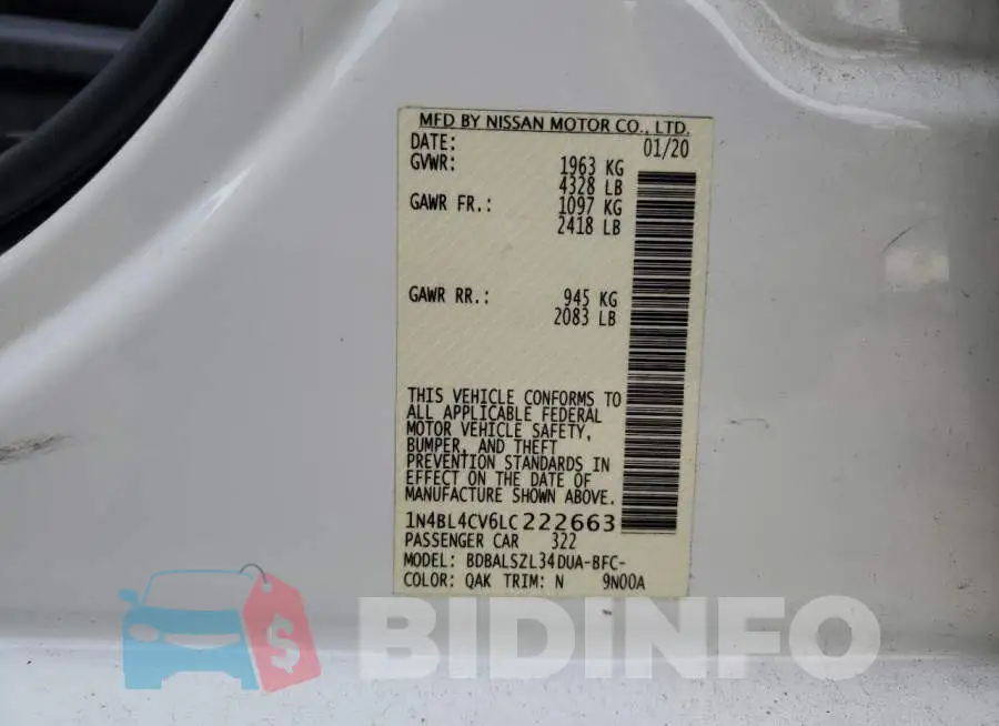 1N4BL4CV6LC222663 Photo# 13