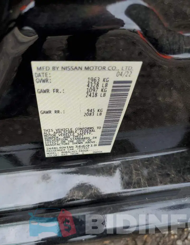 1N4BL4DV1NN366918 Photo# 12