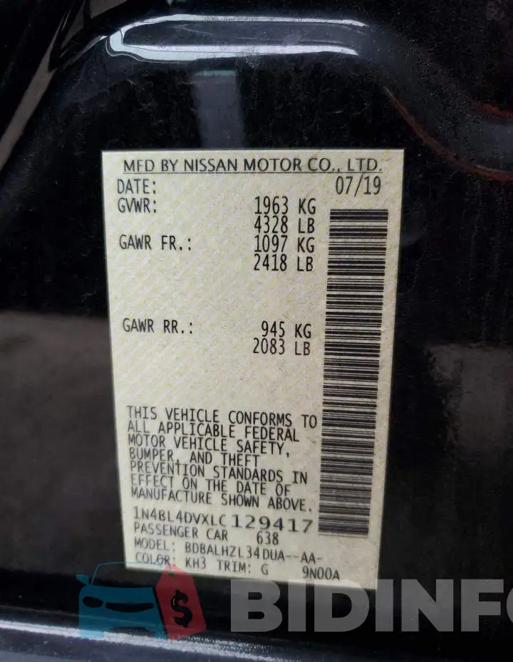 1N4BL4DVXLC129417 Photo# 13