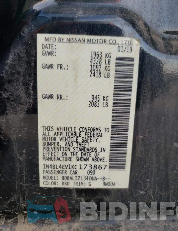 1N4BL4EV1KC173867 Photo# 12