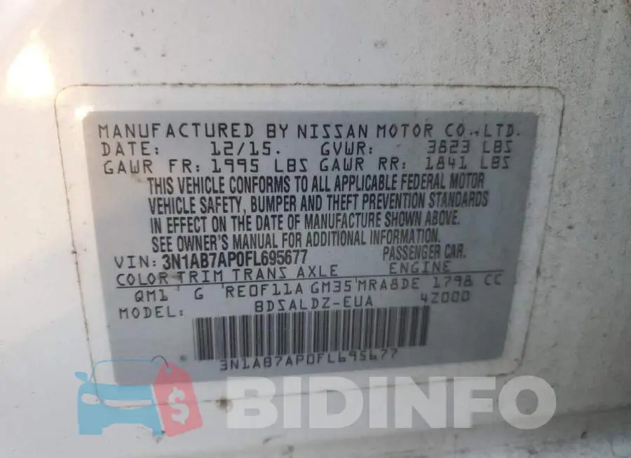 3N1AB7AP0FL695677 Photo# 12