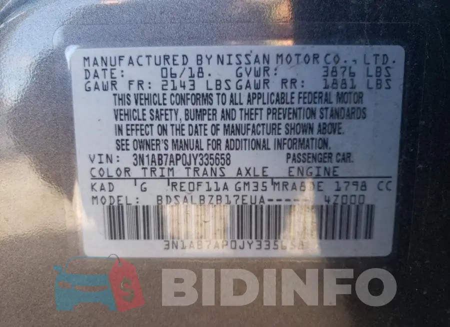 3N1AB7AP0JY335658 Photo# 12