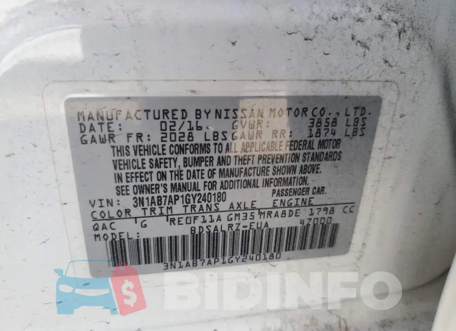 3N1AB7AP1GY240180 Photo# 10