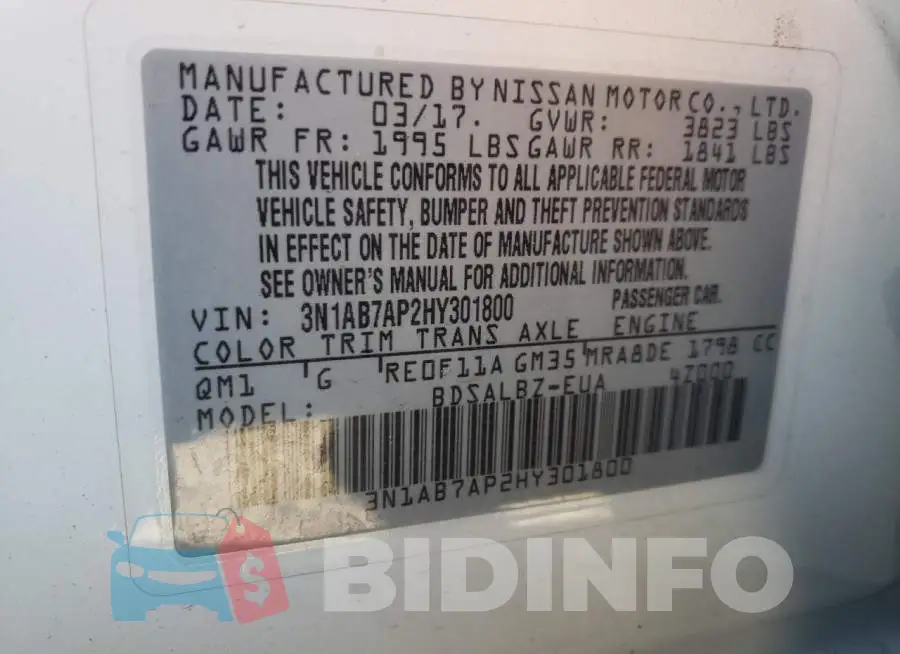 3N1AB7AP2HY301800 Photo# 12