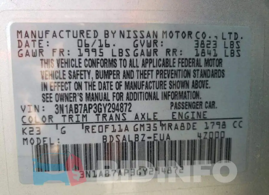 3N1AB7AP3GY294872 Photo# 10