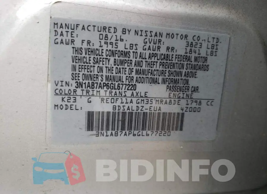 3N1AB7AP6GL677220 Photo# 12