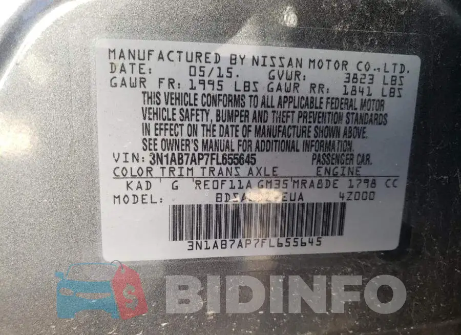 3N1AB7AP7FL655645 Photo# 12