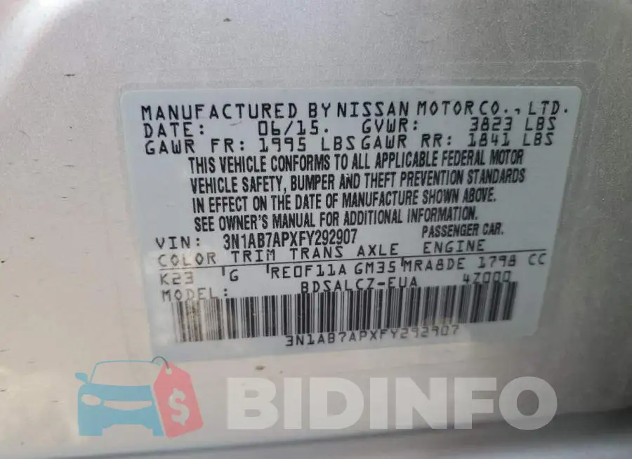 3N1AB7APXFY292907 Photo# 12