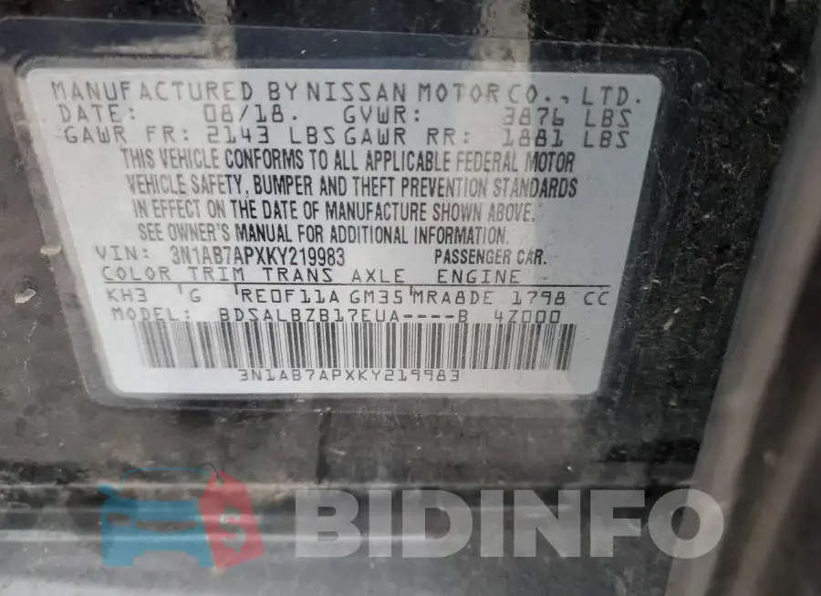 3N1AB7APXKY219983 Photo# 12
