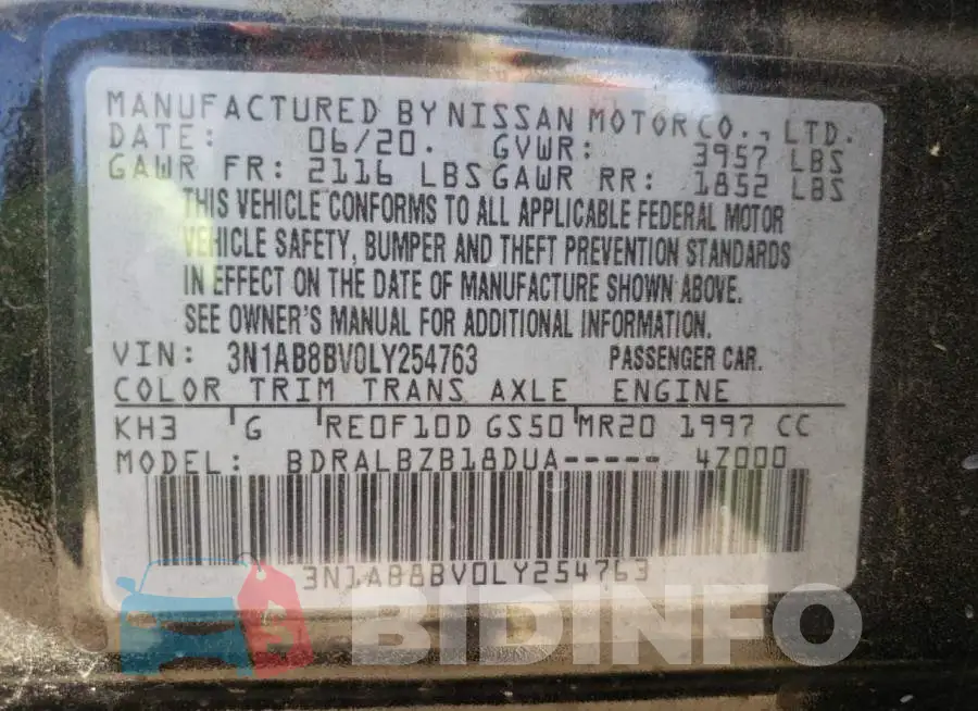 3N1AB8BV0LY254763 Photo# 12
