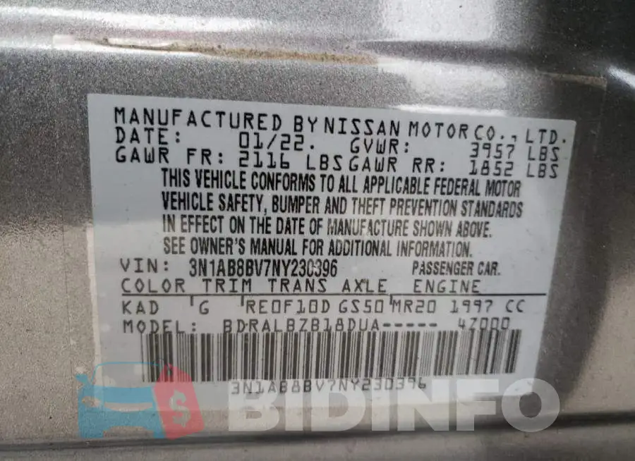 3N1AB8BV7NY230396 Photo# 12