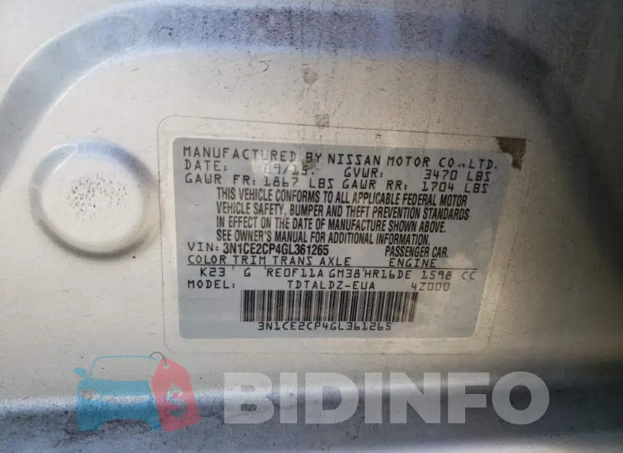 3N1CE2CP4GL361265 Photo# 12
