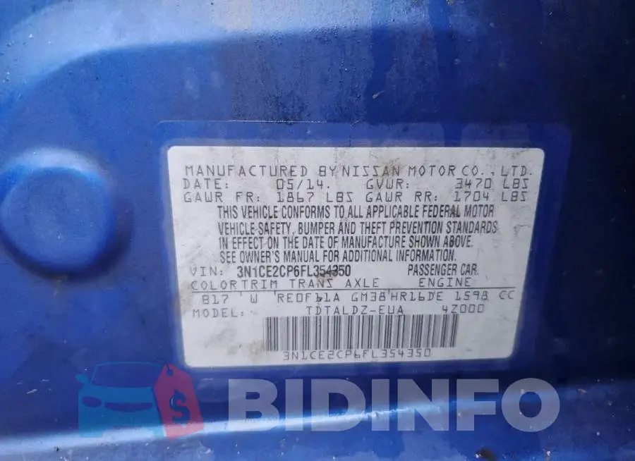 3N1CE2CP6FL354350 Photo# 13