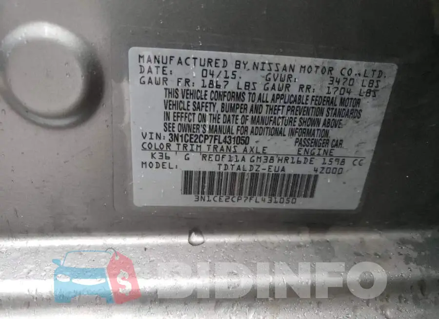 3N1CE2CP7FL431050 Photo# 12
