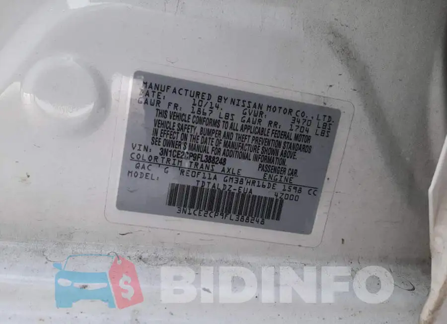 3N1CE2CP9FL388248 Photo# 12