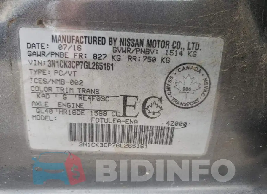 3N1CK3CP7GL265161 Photo# 10