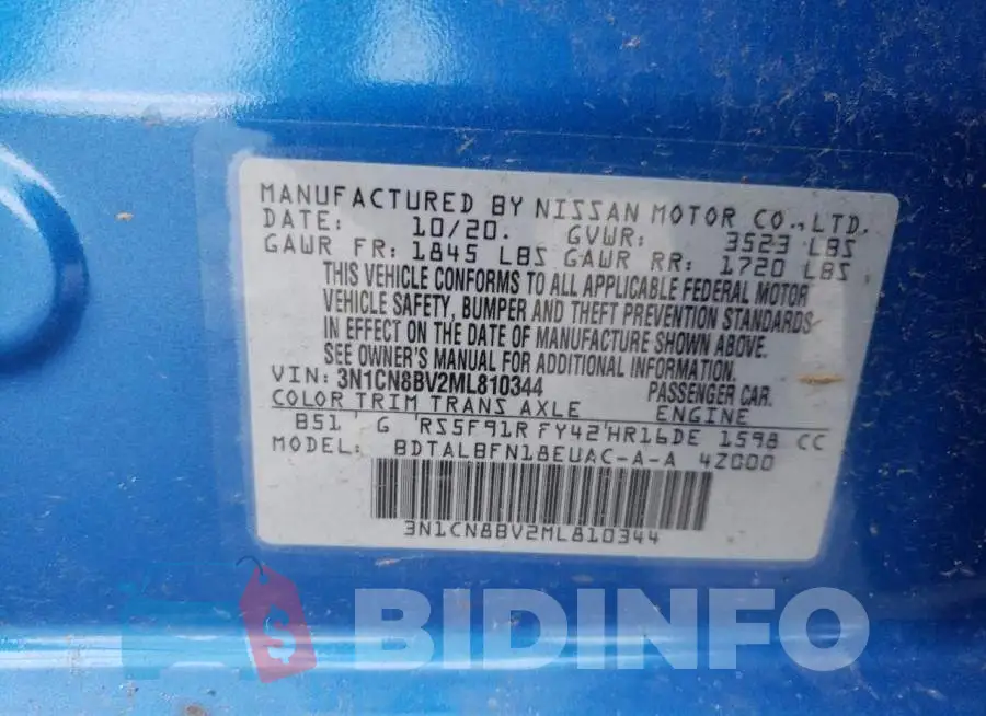 3N1CN8BV2ML810344 Photo# 10
