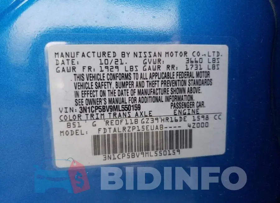 3N1CP5BV9ML550159 Photo# 12