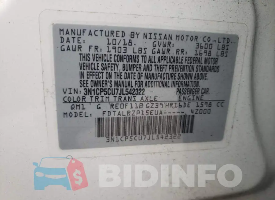 3N1CP5CU7JL542322 Photo# 10