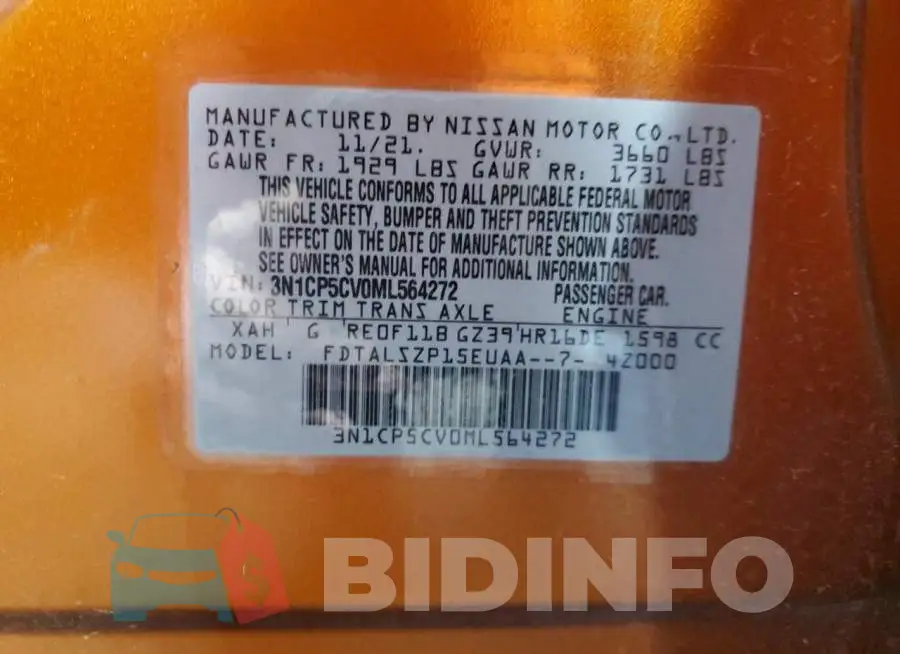 3N1CP5CV0ML564272 Photo# 13